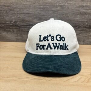 Willow Hat Cap Strap Back White Green Lets Go For A Walk Corduroy Outdoor Hiking